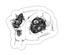 Cat's Skull with Flowers Vinyl Sticker