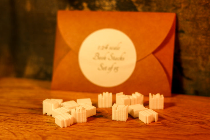 Miniature Book Stacks — 1:24 Scale | 3D Printed | Set of 15